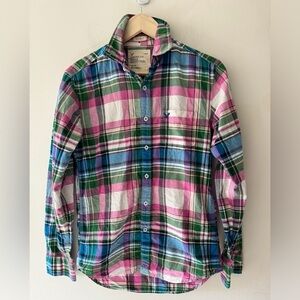 American Eagle Y2K Vintage Fit Colorful Plaid Button Down